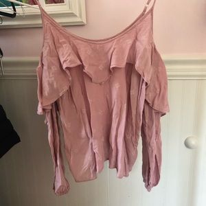 Pink cold shoulder top